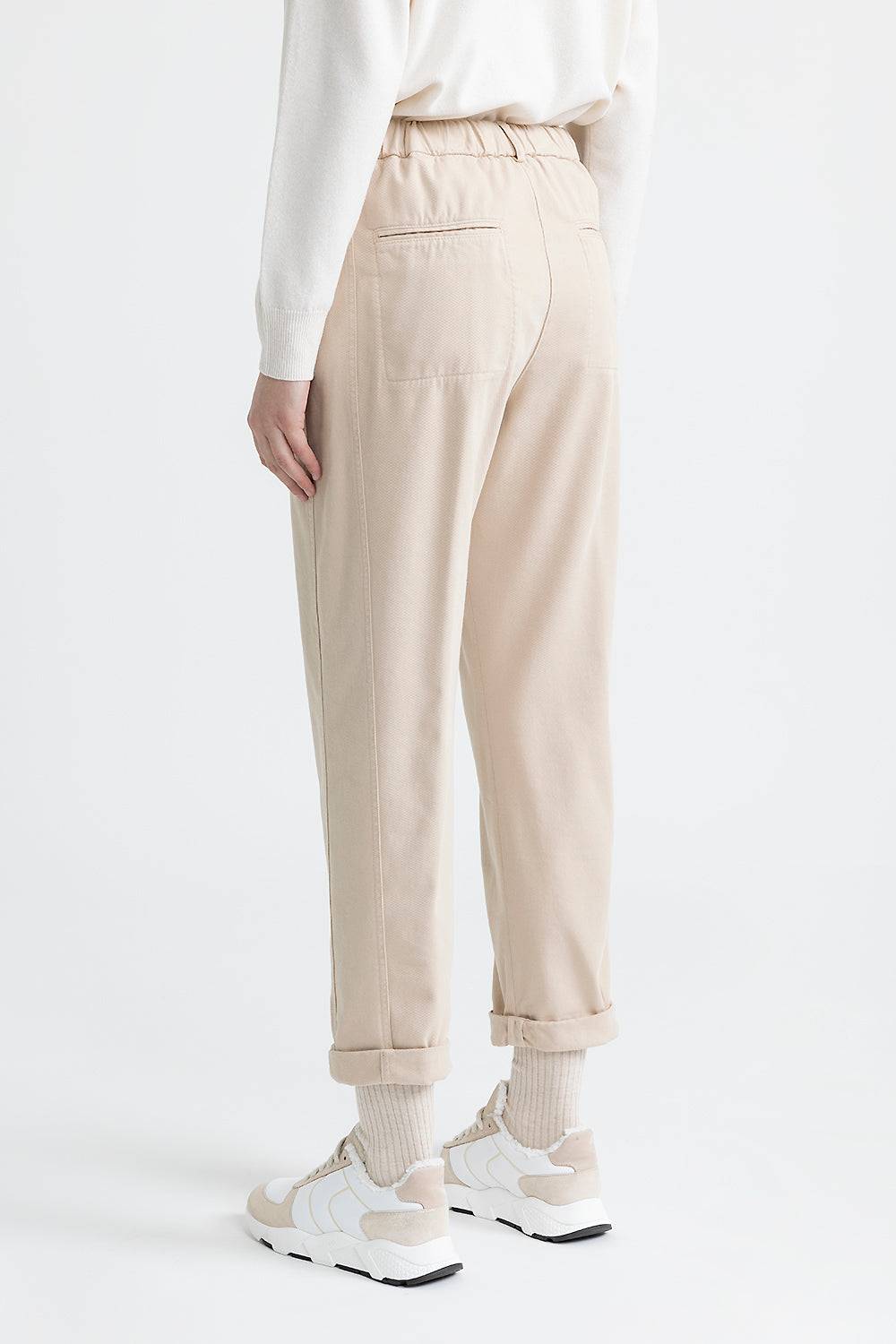 Peserico Pantalone Carrot Con Pince In Gabardina Di Cotone