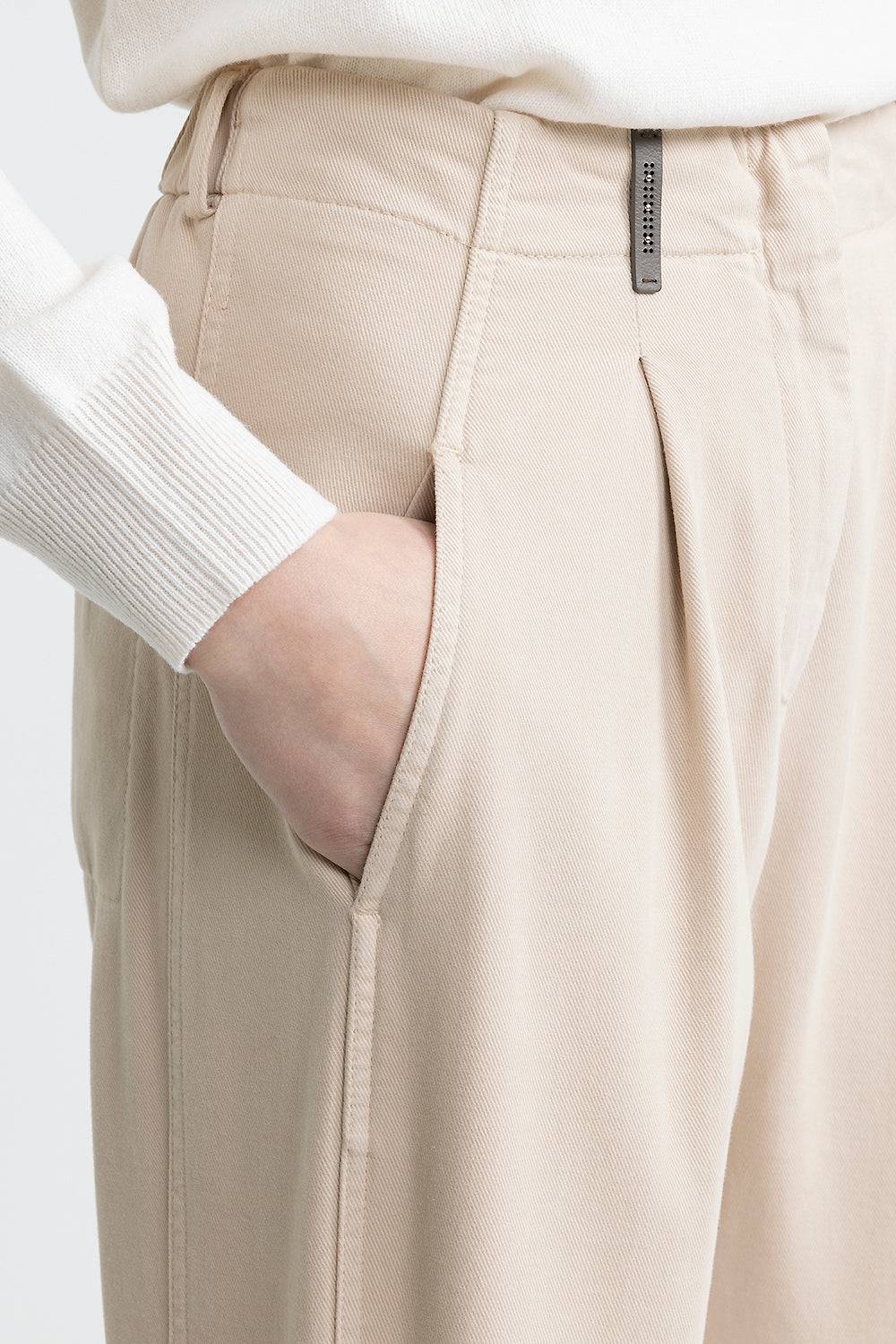 Peserico Pantalone Carrot Con Pince In Gabardina Di Cotone