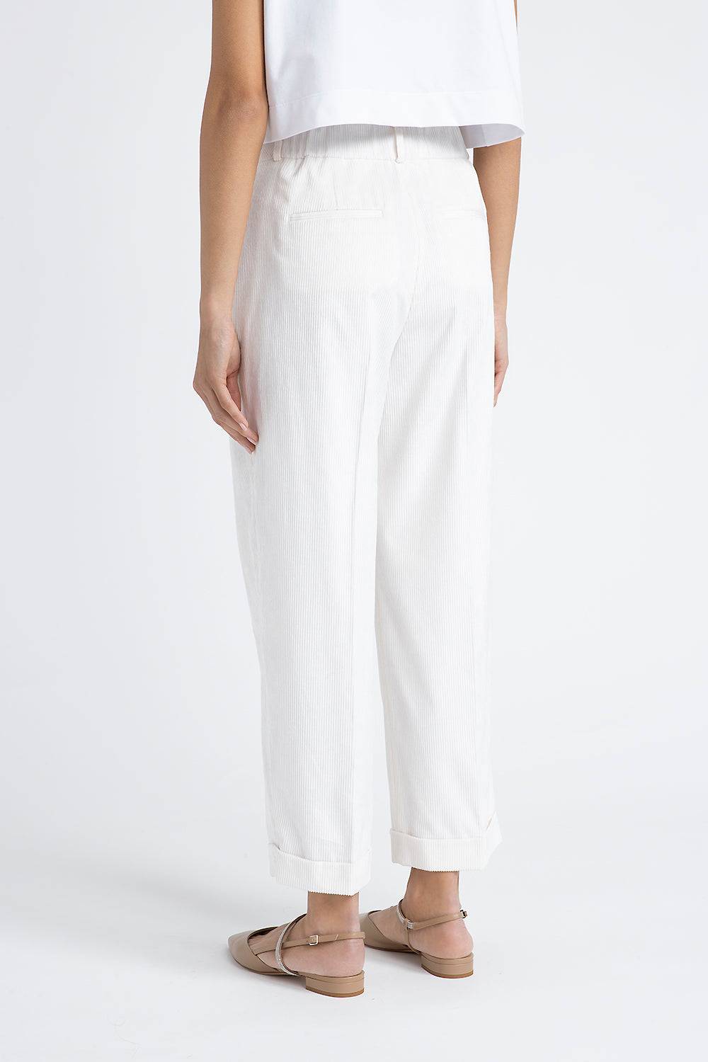 Peserico Pantalone Carrot In Velluto Fluido 1000 Righe