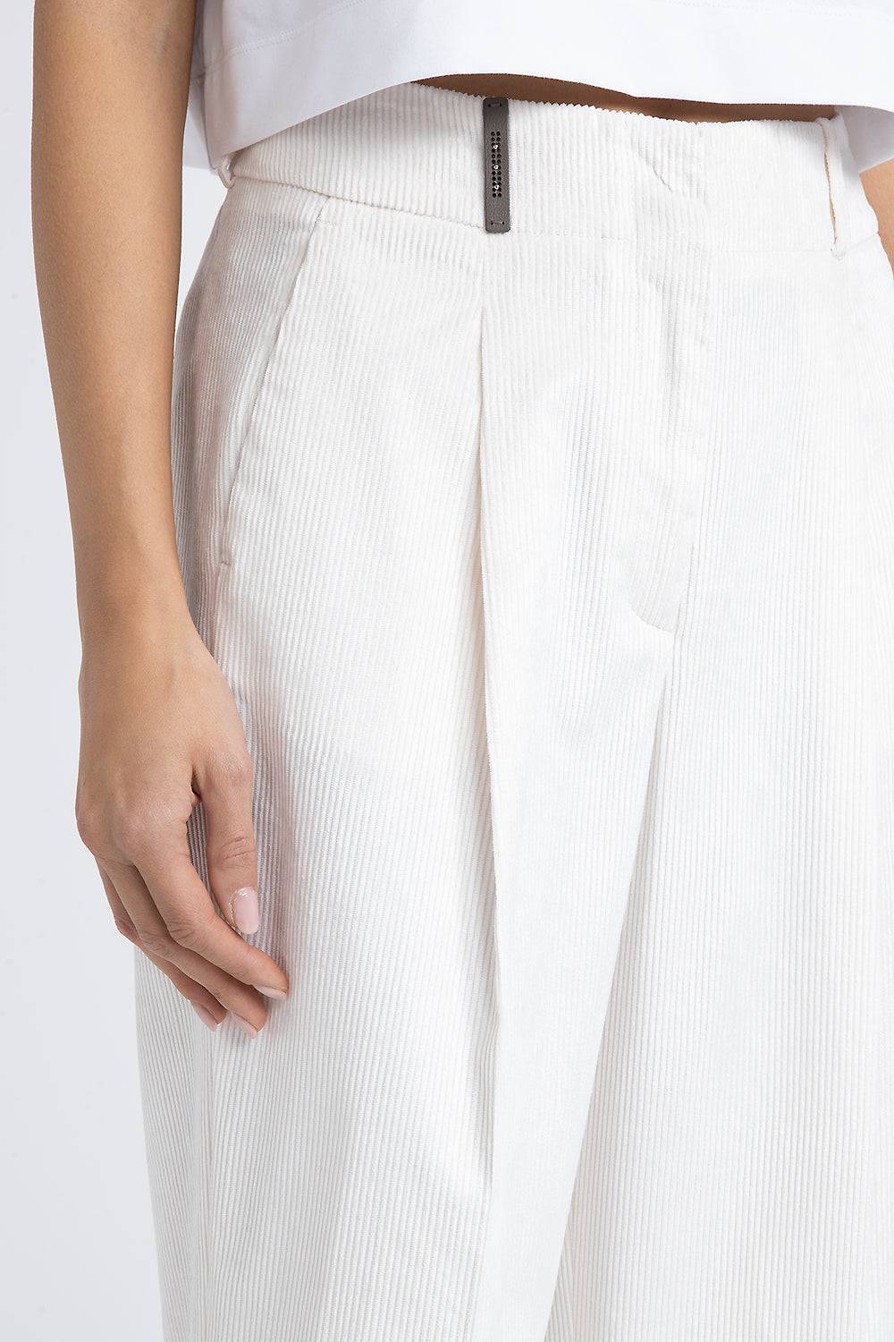 Peserico Pantalone Carrot In Velluto Fluido 1000 Righe