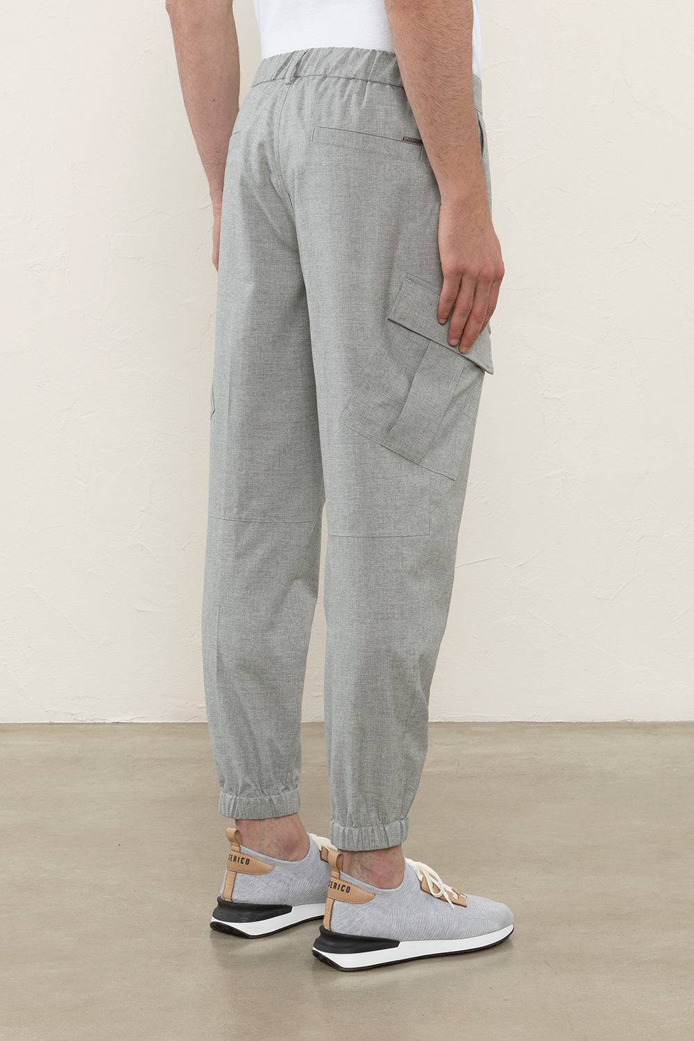 Peserico Pantalone Chino In Fil A Fil Di Lana, Seta E Cotone