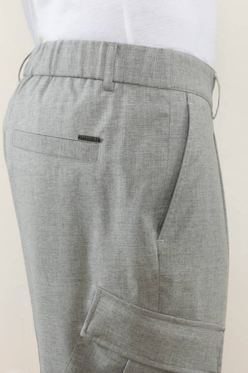 Peserico Pantalone Chino In Fil A Fil Di Lana, Seta E Cotone
