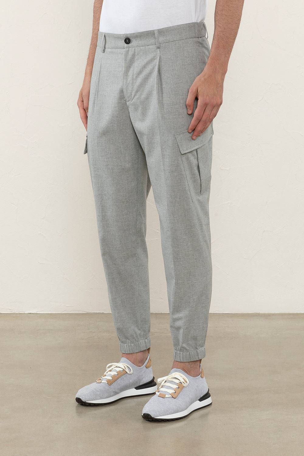 Peserico Pantalone chino in fil a fil di lana, seta e cotone