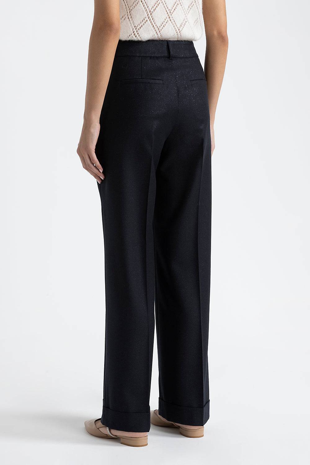 Peserico Pantalone Classic Tailored In Flanella Di Lana Lurex