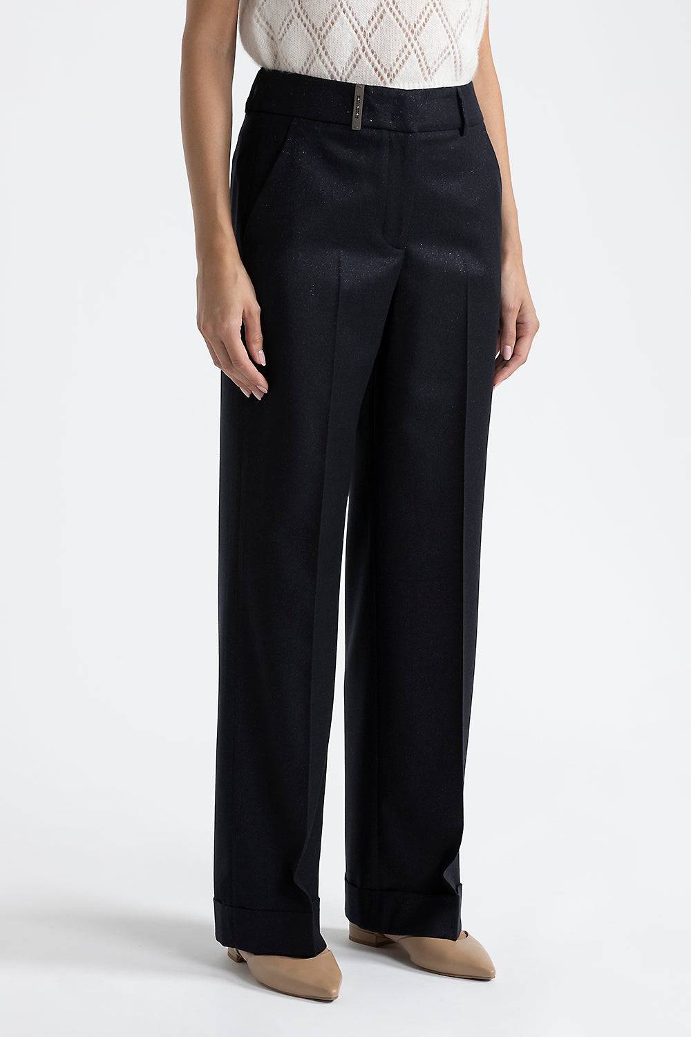 Peserico Pantalone classic tailored in flanella di lana lurex