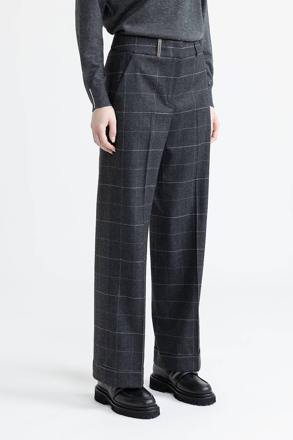 Peserico Pantalone classic tailored in flanella finestrata lurex