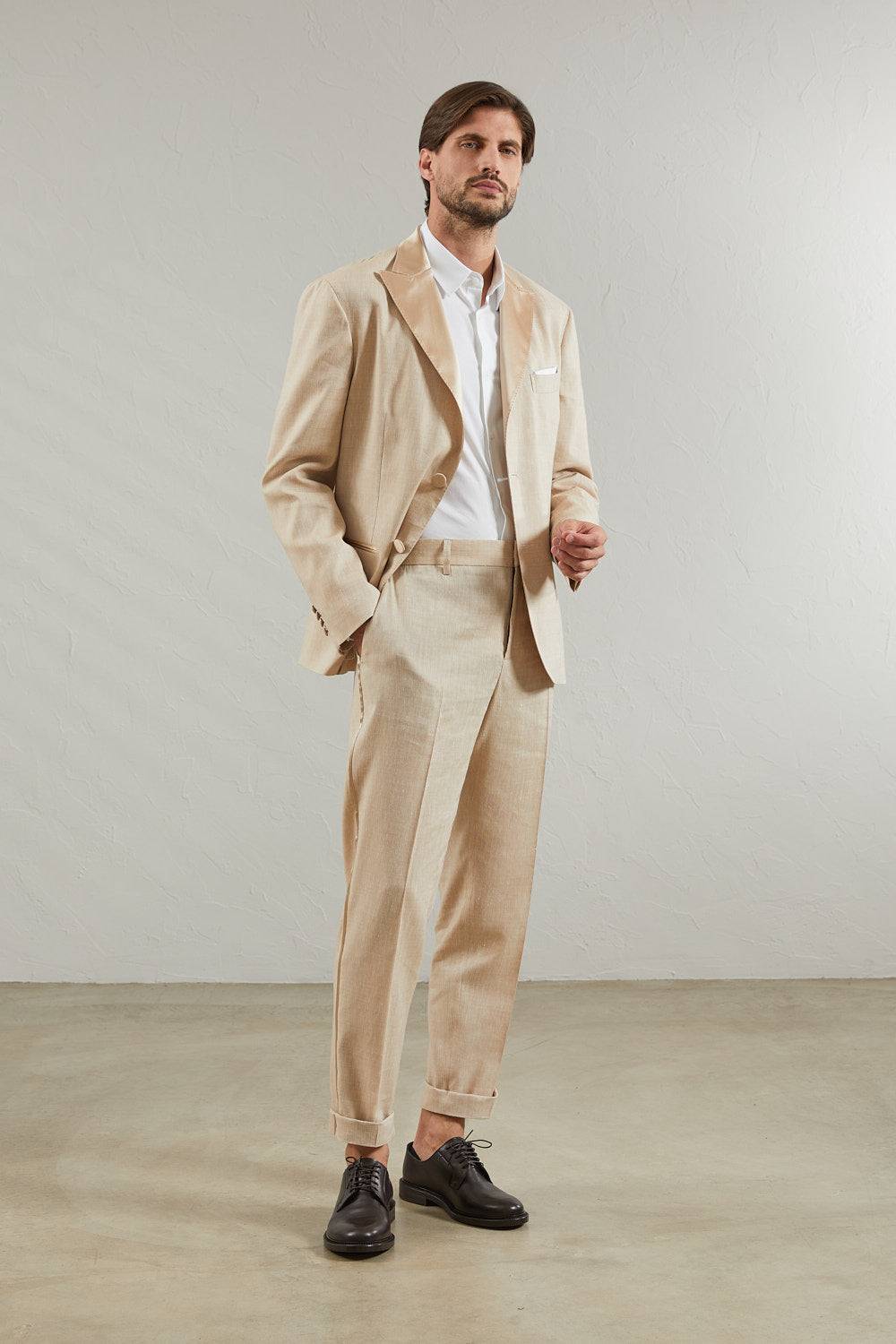 Peserico Pantalone Classico In Tela Estrato Di Lana E Lino