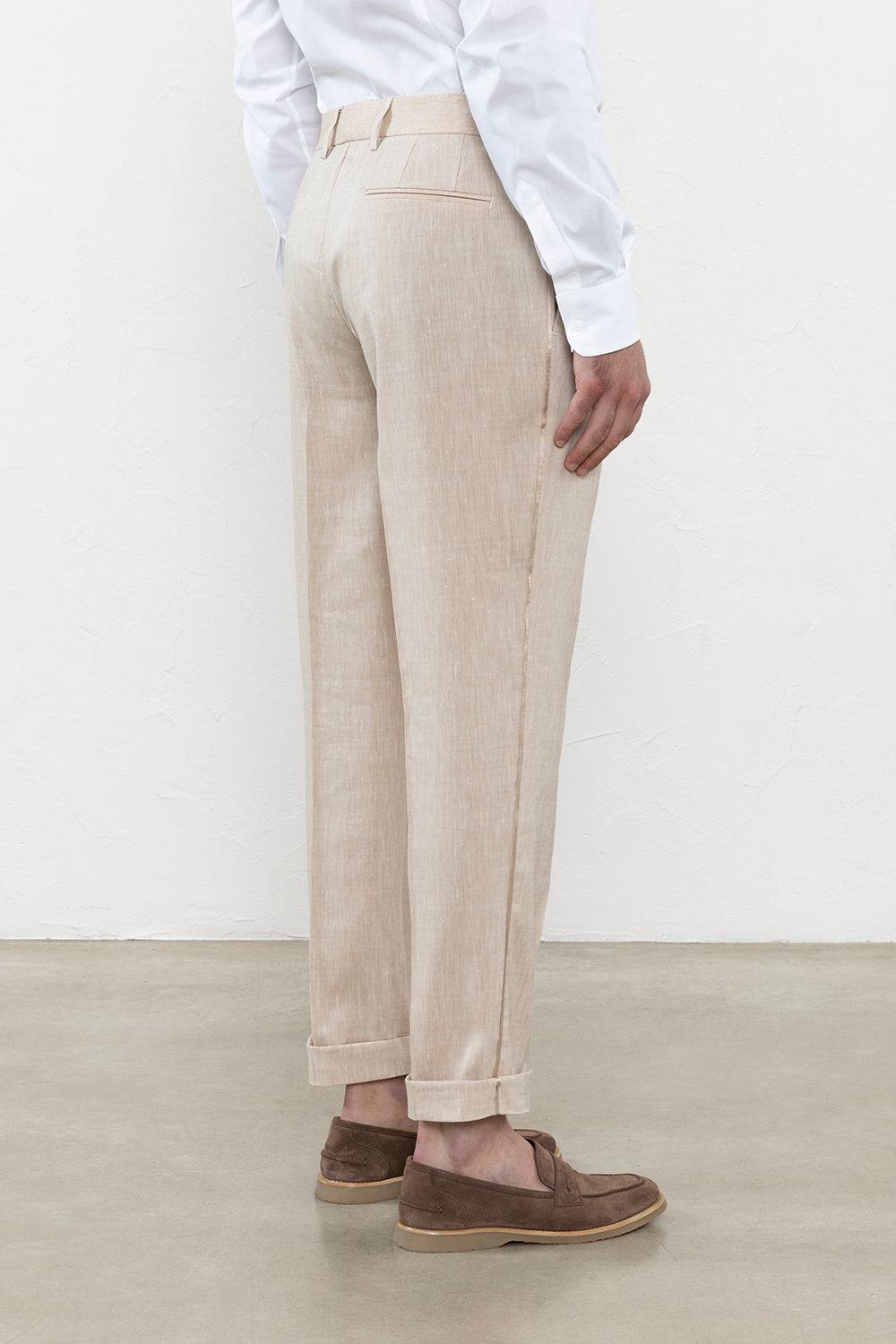 Peserico Pantalone Classico In Tela Estrato Di Lana E Lino