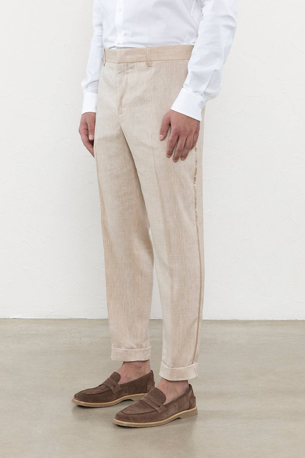 Peserico Pantalone classico in tela Estrato di lana e lino