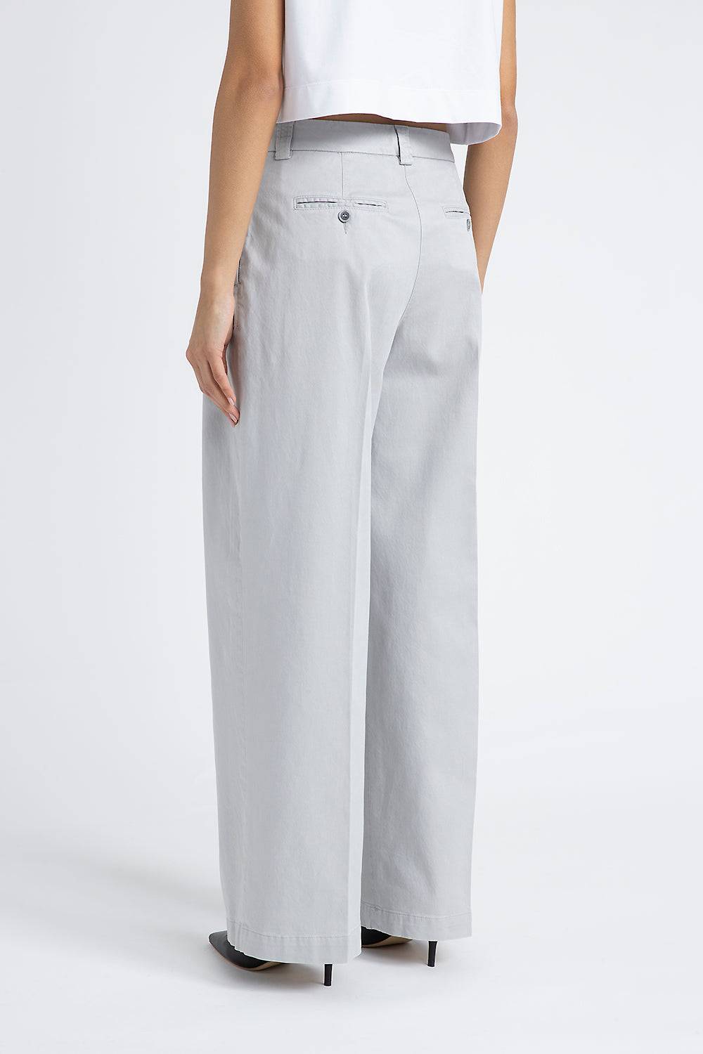 Peserico Pantalone Con Pieghe In Gabardina Di Cotone Seta E Tencel