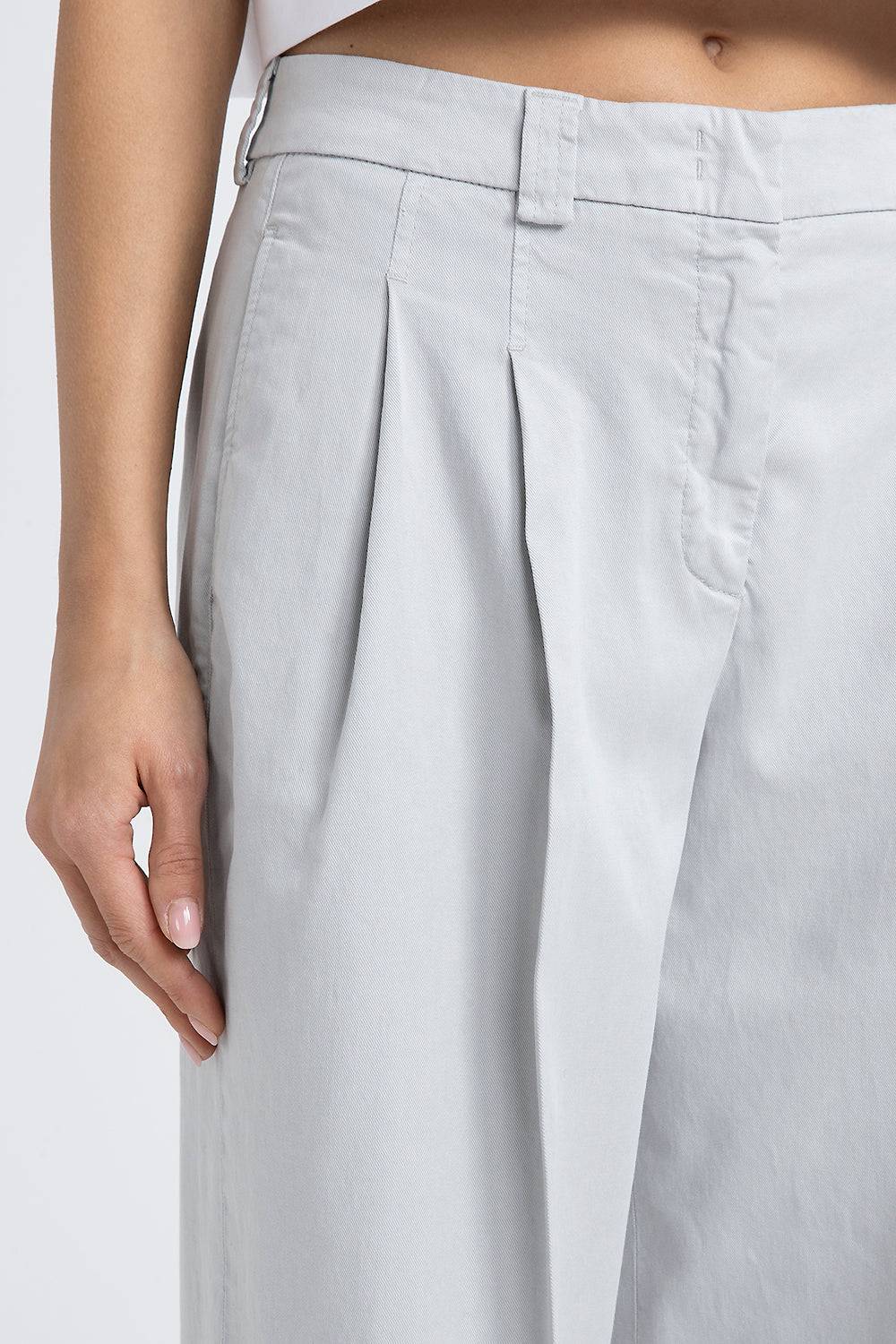 Peserico Pantalone Con Pieghe In Gabardina Di Cotone Seta E Tencel