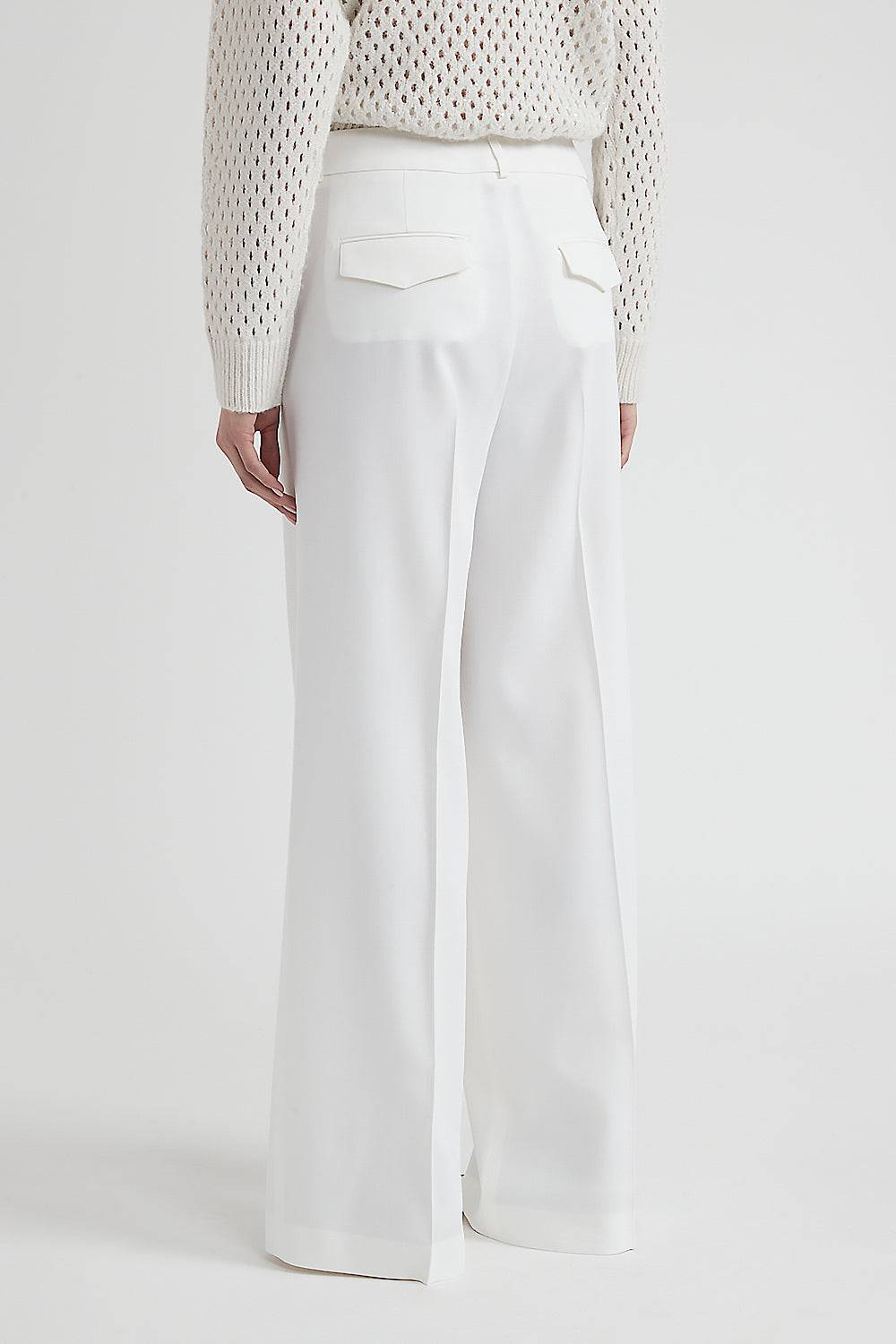 Peserico Pantalone Con Pince Gamba Larga In Viscosa E Lana