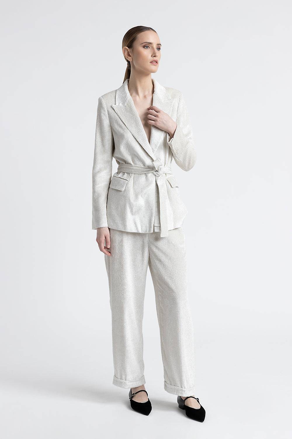 Peserico Pantalone Cropped Con Elastico In Vita In Velluto A Coste