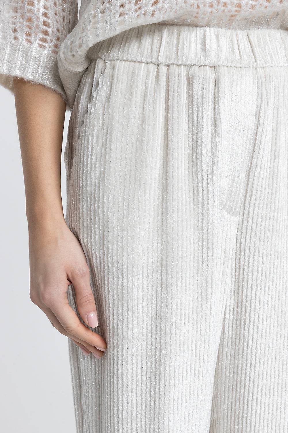 Peserico Pantalone Cropped Con Elastico In Vita In Velluto A Coste