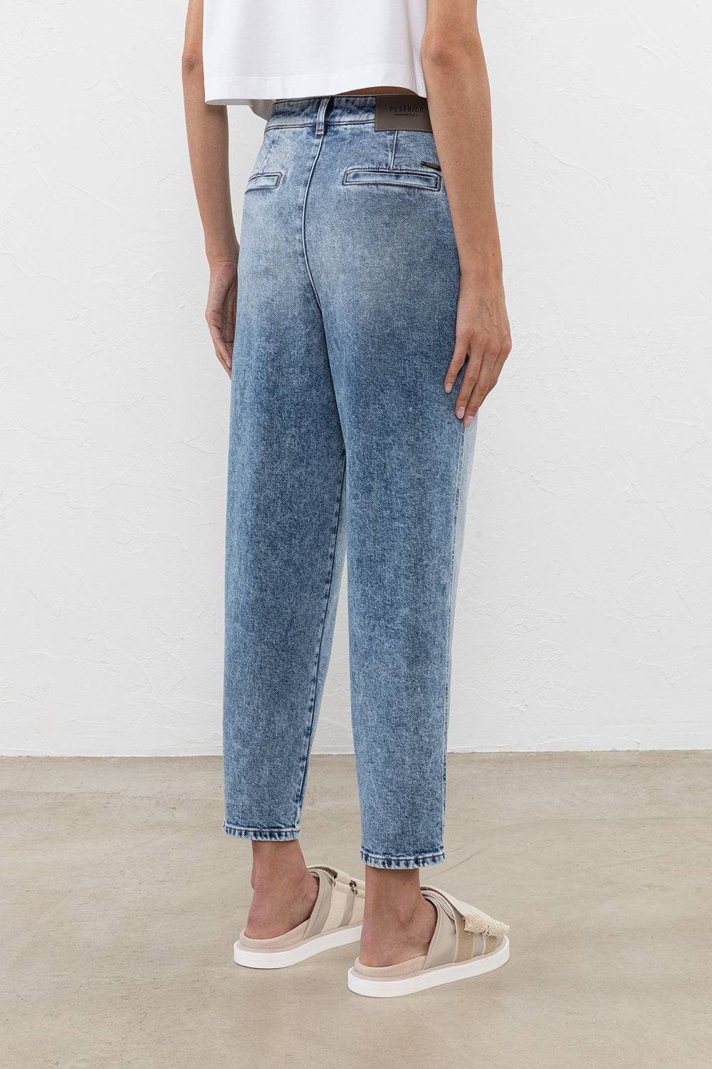 Peserico Pantalone Denim In Twill Di Cotone Stretch