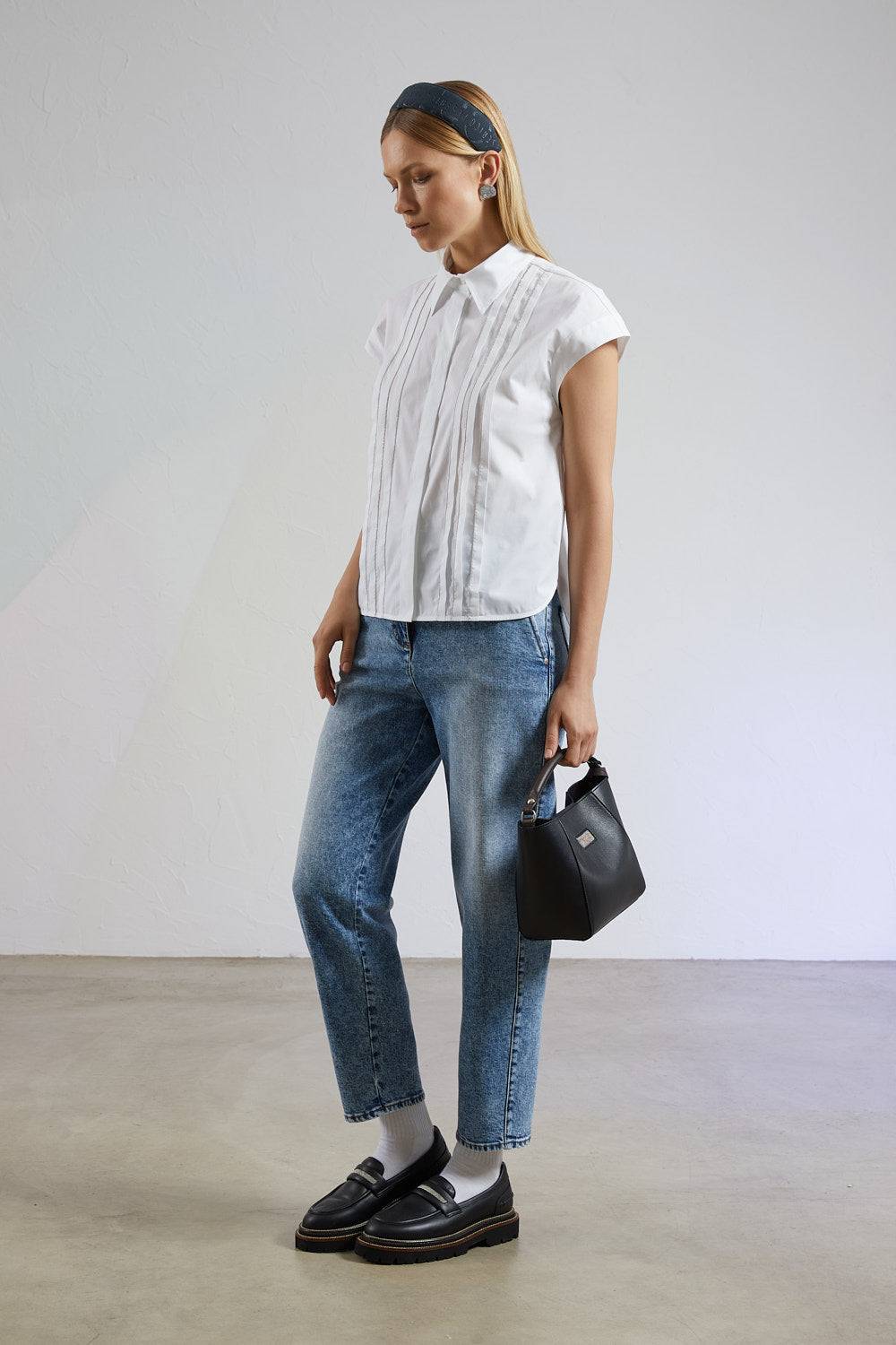 Peserico Pantalone Denim In Twill Di Cotone Stretch