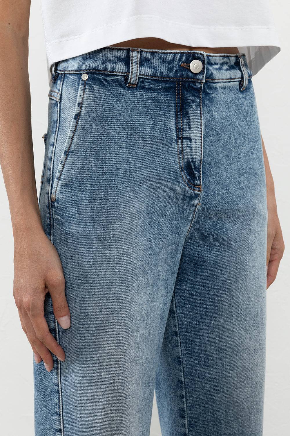 Peserico Pantalone Denim In Twill Di Cotone Stretch