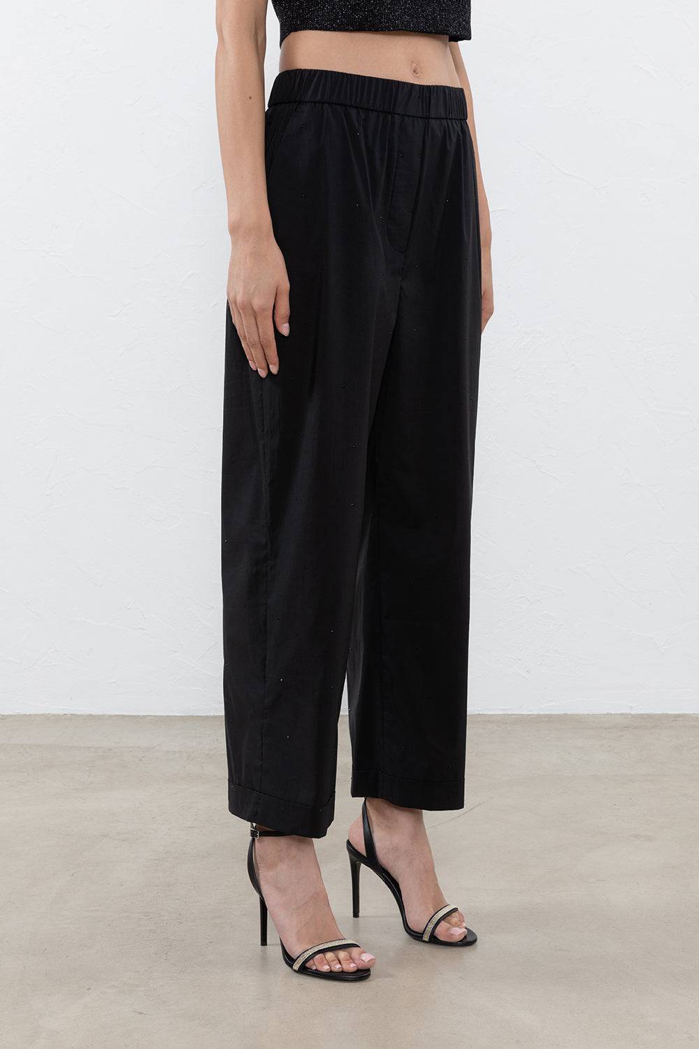 Peserico Pantalone dritto alla caviglia con elastico in vita