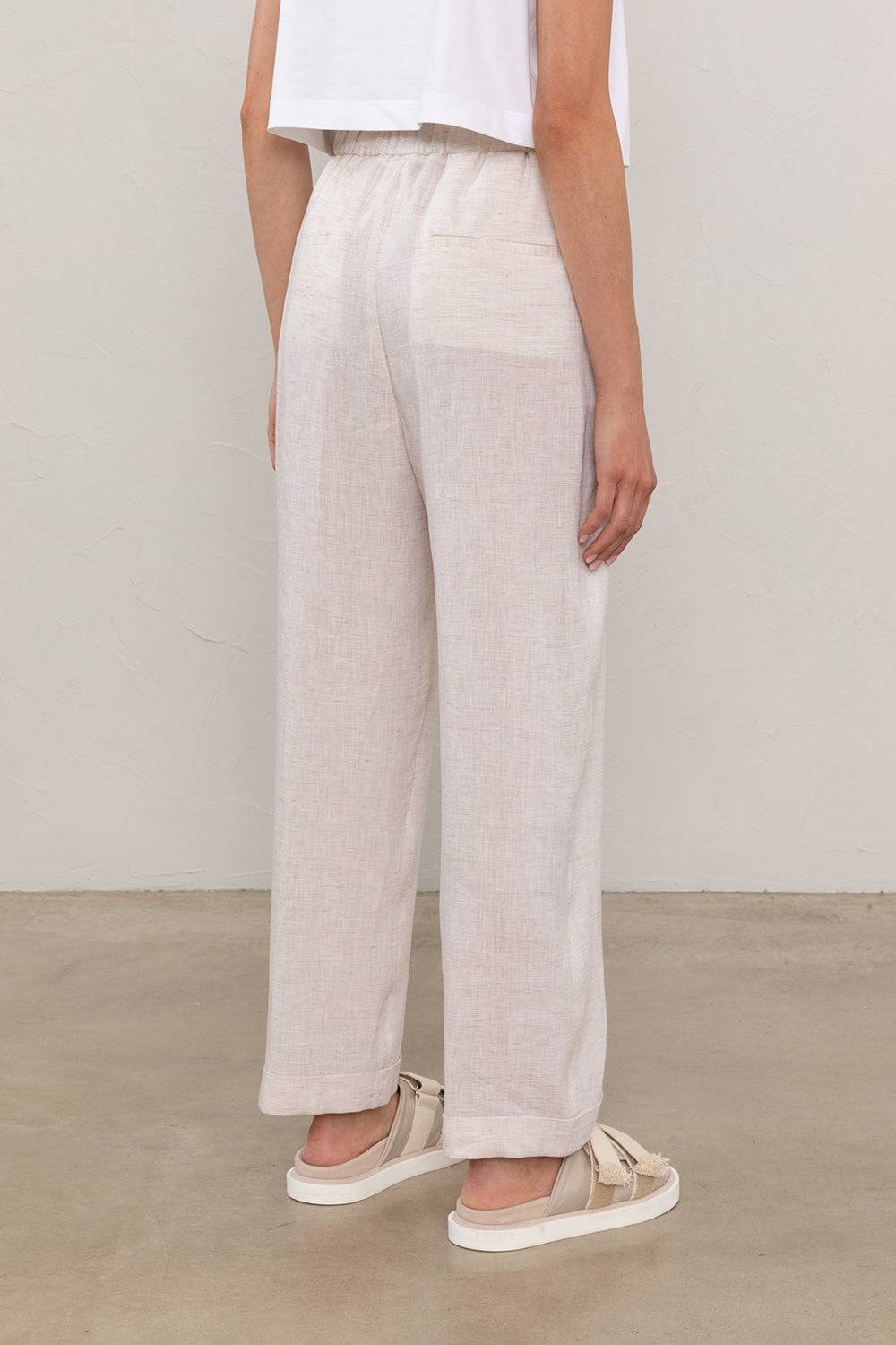 Peserico Pantalone Dritto Alla Caviglia Con Risvolto