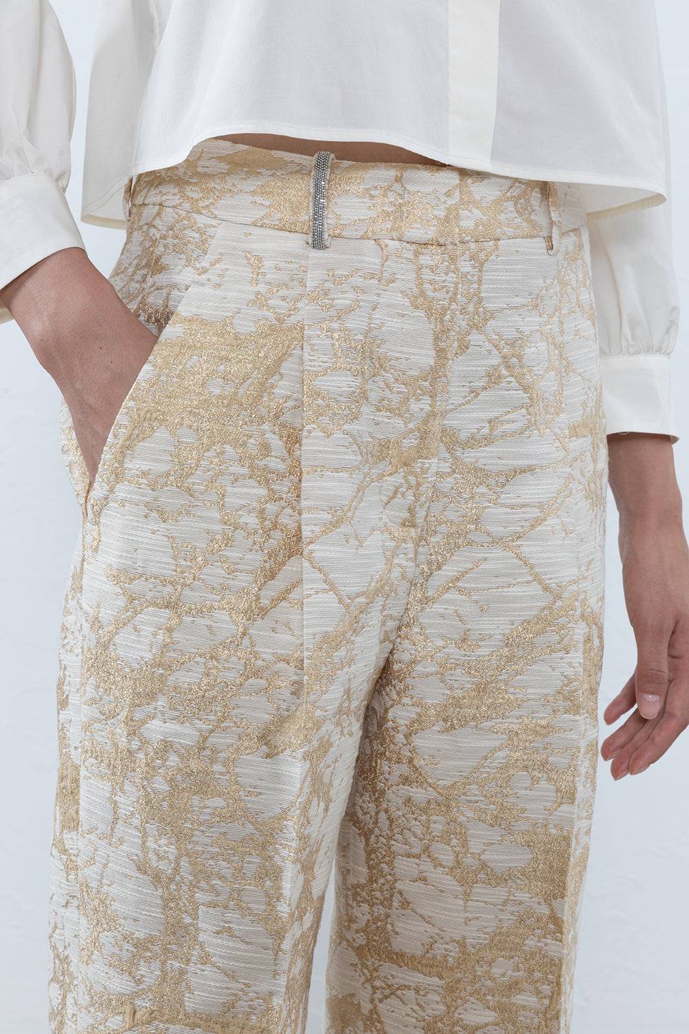 Peserico Pantalone Dritto Alla Caviglia Con Risvolto