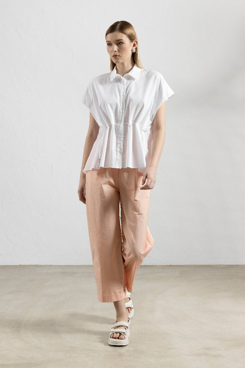 Peserico Pantalone Dritto Alla Caviglia Con Risvolto