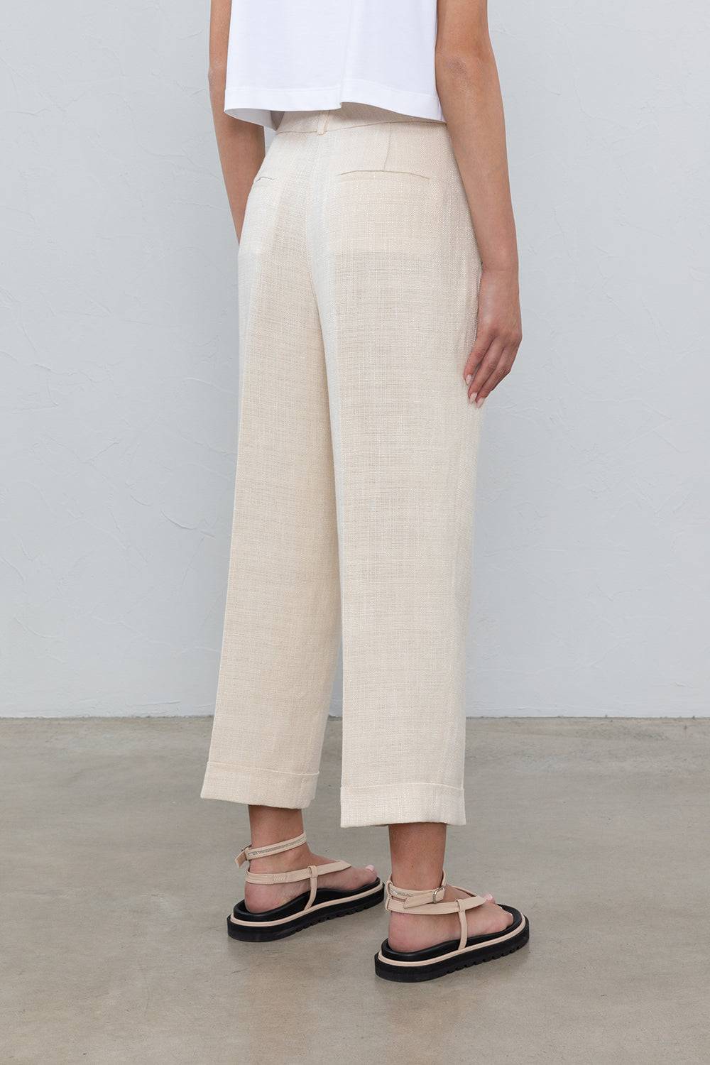 Peserico Pantalone Dritto In Stuoia Di Lino E Viscosa