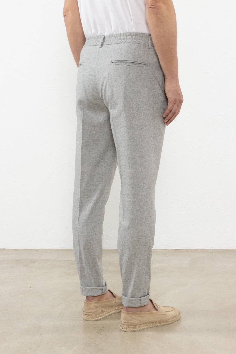 Peserico Pantalone Flat In Fil-à-fil Di Lana Seta E Cotone