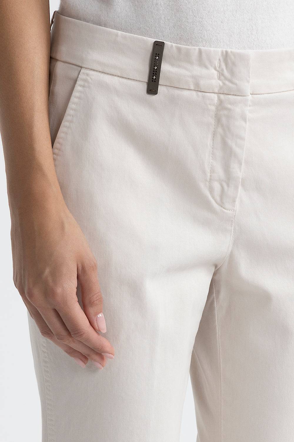Peserico Pantalone Iconic 4718 In Gabardina Di Cotone Seta E Tencel
