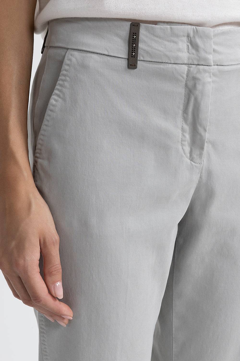 Peserico Pantalone Iconic 4718 In Gabardina Di Cotone Seta E Tencel