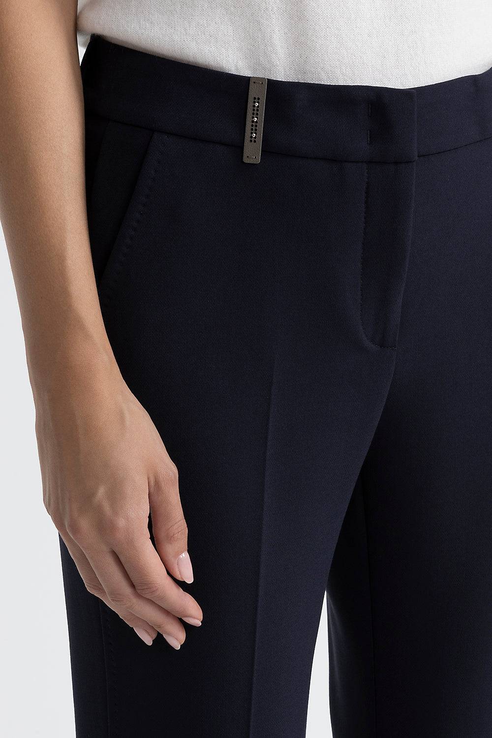 Peserico Pantalone Iconic 4718 In Tela Doppia Di Viscosa Stretch