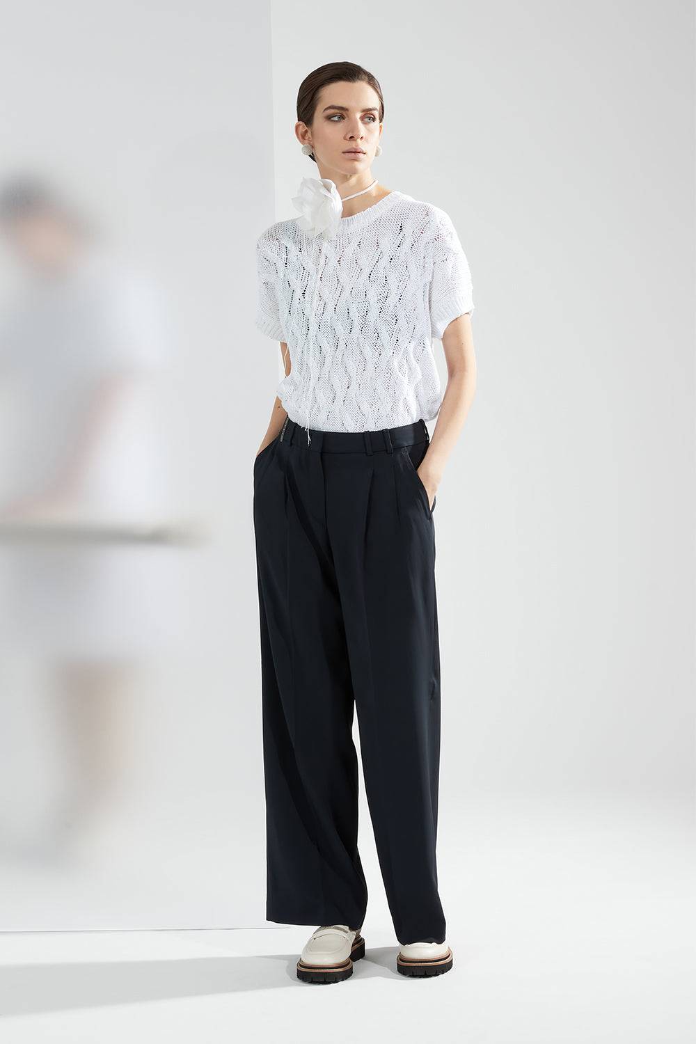 Peserico Pantalone In Cady Crepe Di Viscosa Stretch