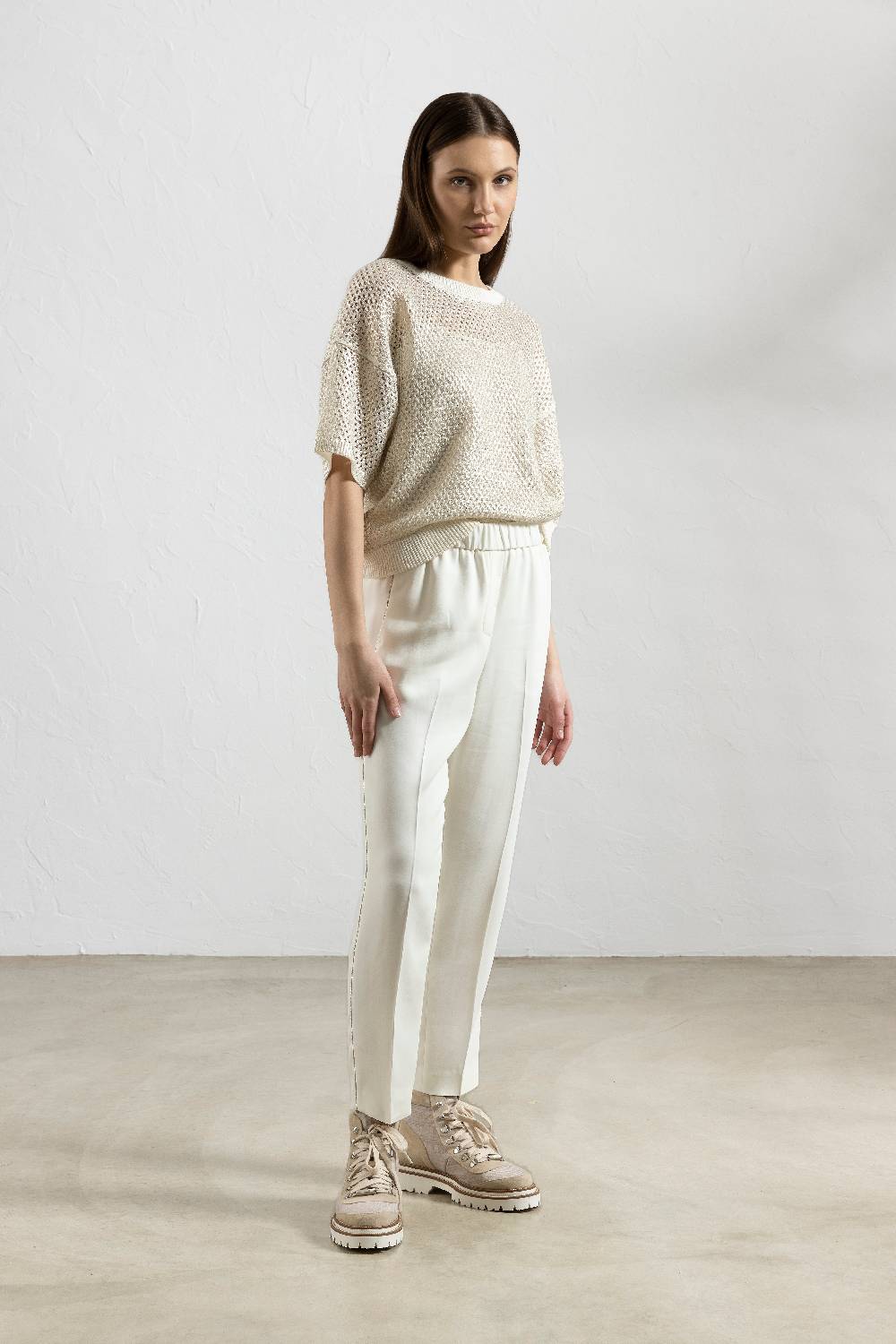 Peserico Pantalone In Cady Crepe Di Viscosa Stretch