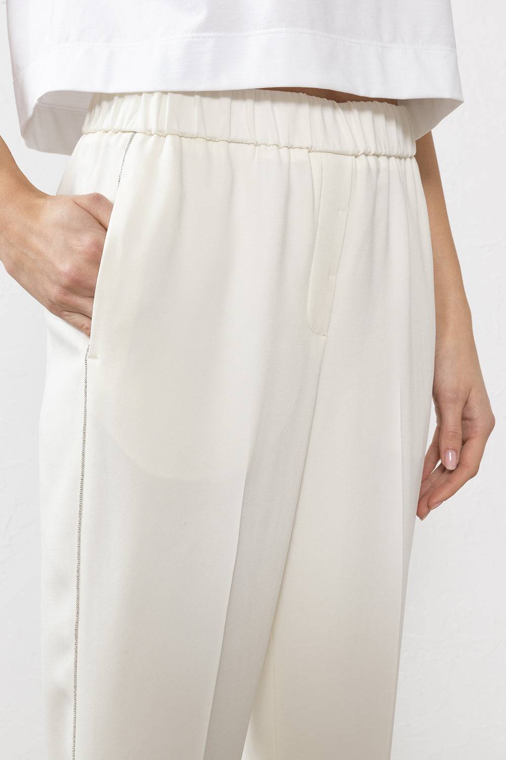 Peserico Pantalone In Cady Crepe Di Viscosa Stretch