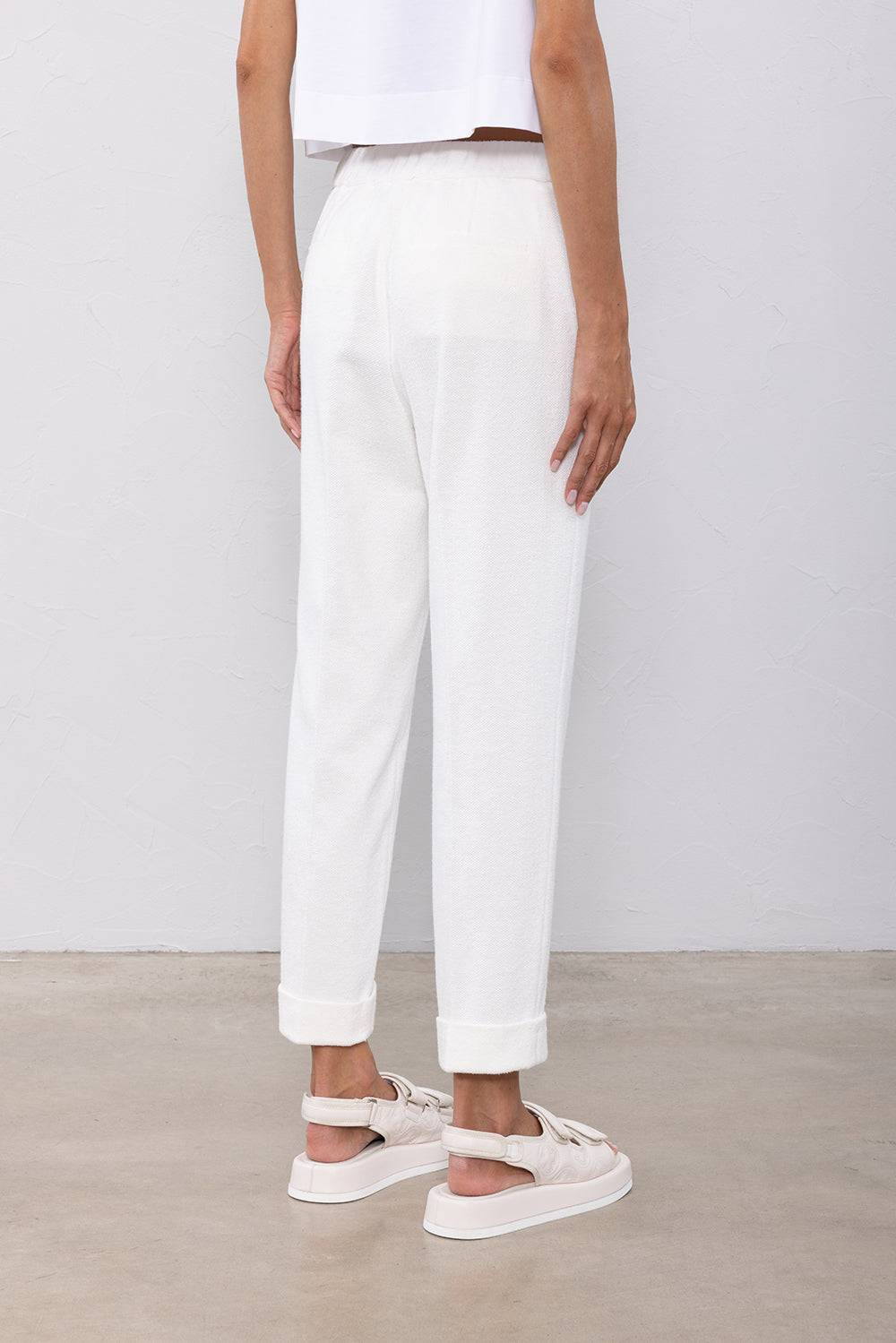 Peserico Pantalone In Felpa Rovescia Di Misto Lino Cotone