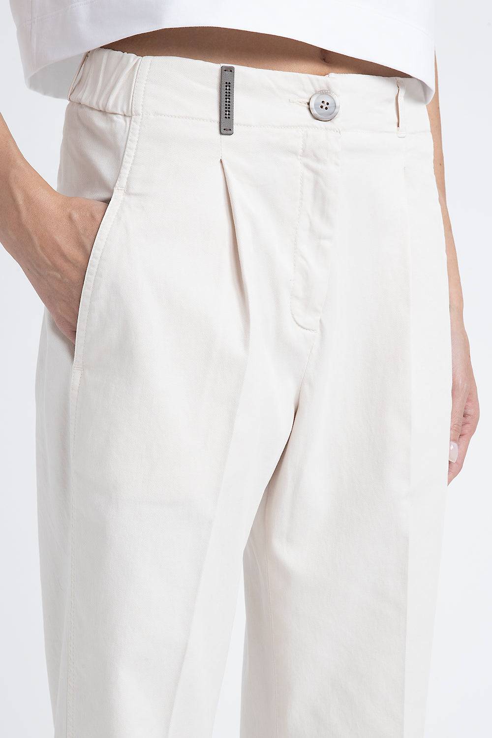 Peserico Pantalone In Gabardina Di Cotone Seta Tencel