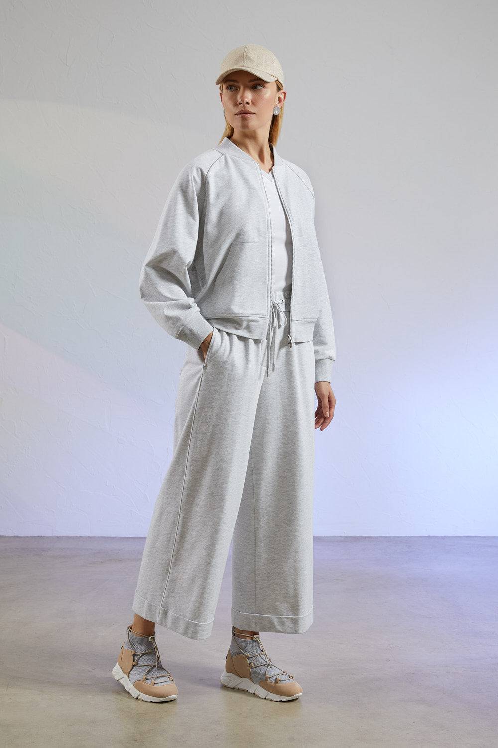 Peserico Pantalone In Leggera Felpa Di Cotone Stretch