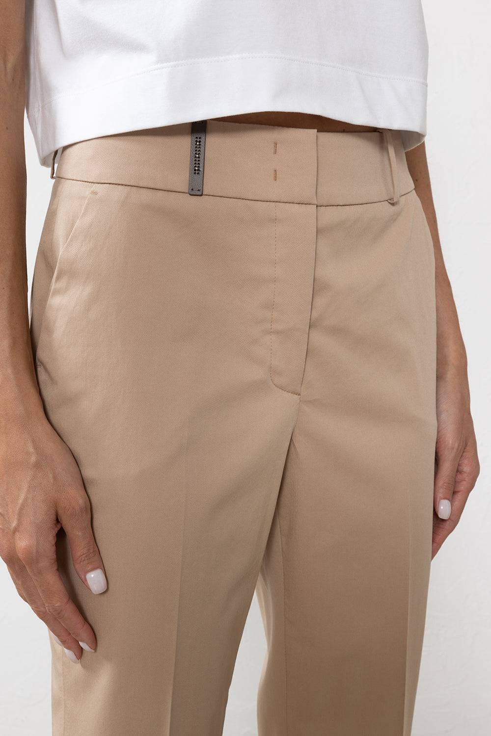 Peserico Pantalone In Leggera Gabardina Di Cotone Pettinato Stretch