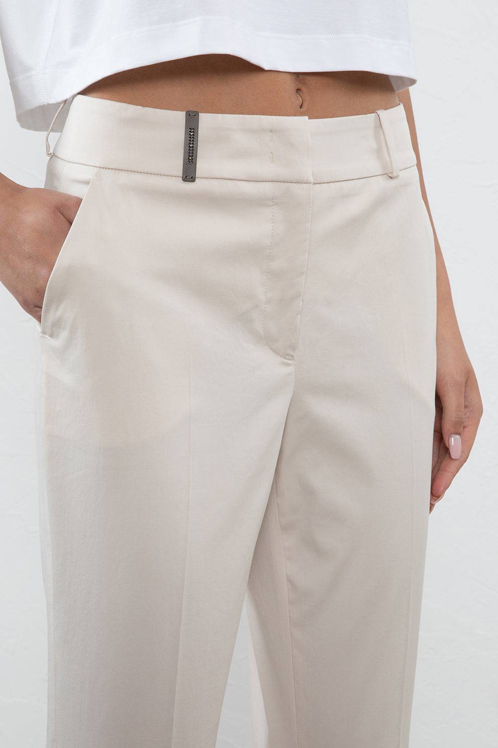 Peserico Pantalone In Leggera Gabardina Di Cotone Pettinato Stretch