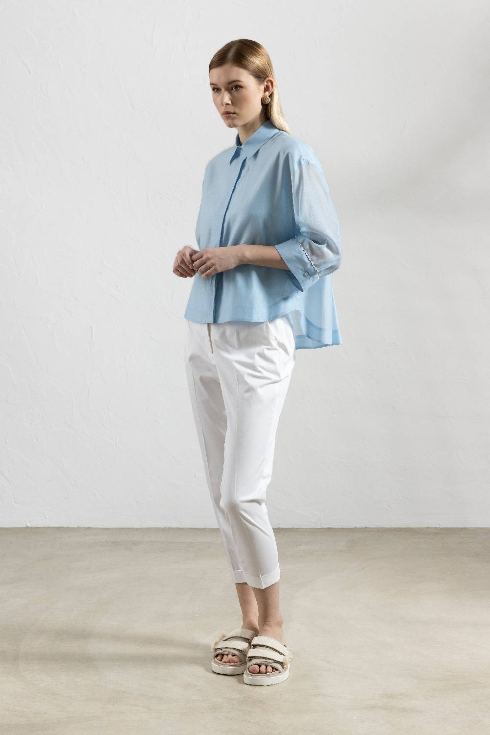 Peserico Pantalone In Leggera Gabardina Di Cotone Pettinato Stretch