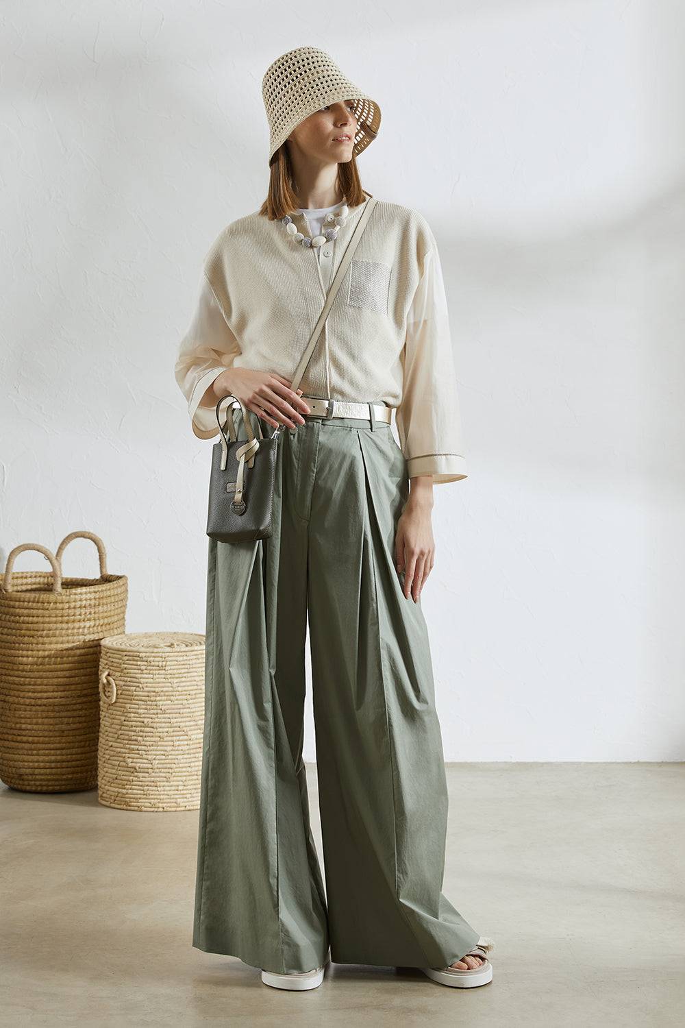 Peserico Pantalone In Leggero Raso Di Cotone Stretch