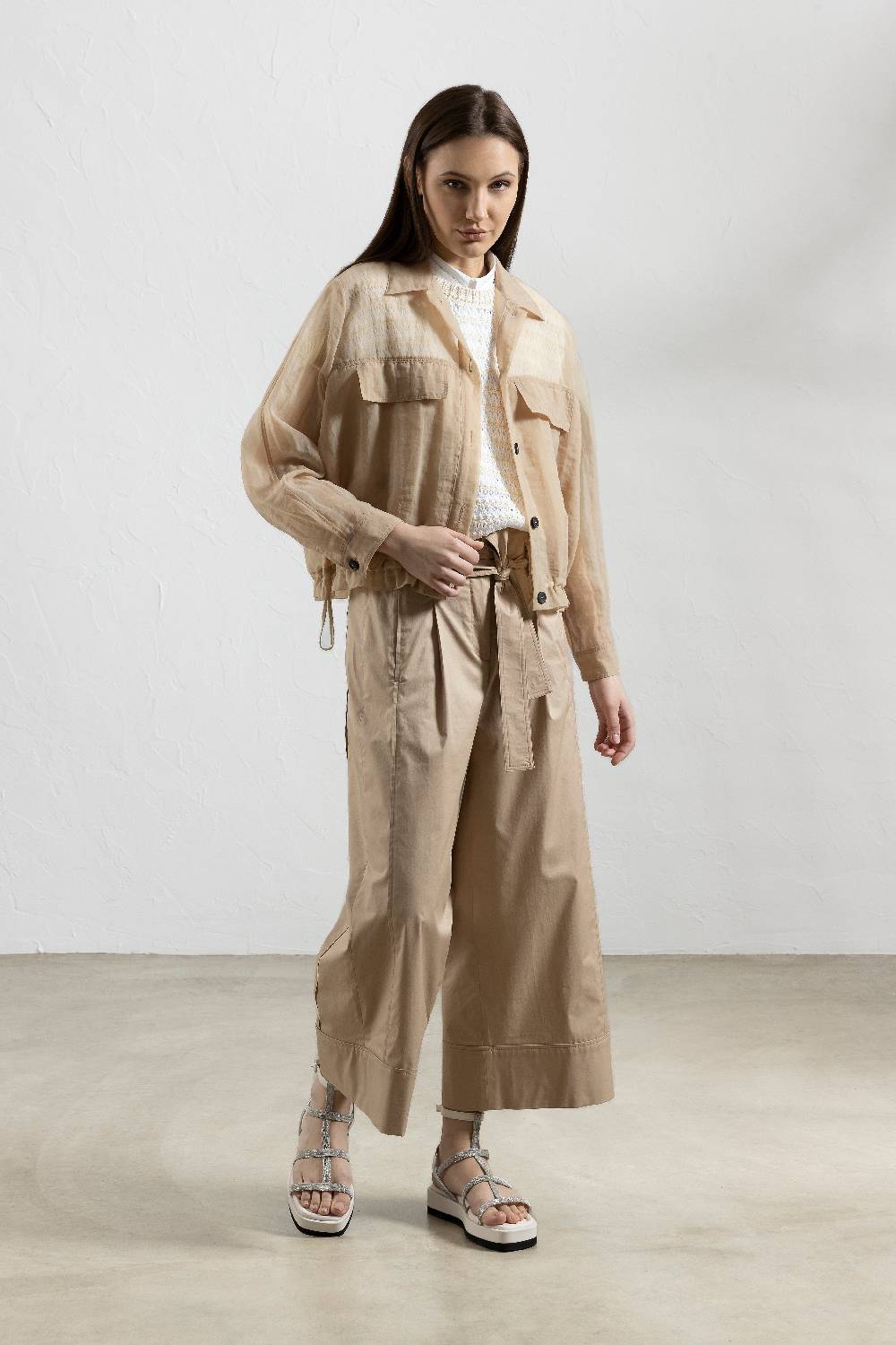 Peserico Pantalone In Leggero Raso Di Cotone Stretch