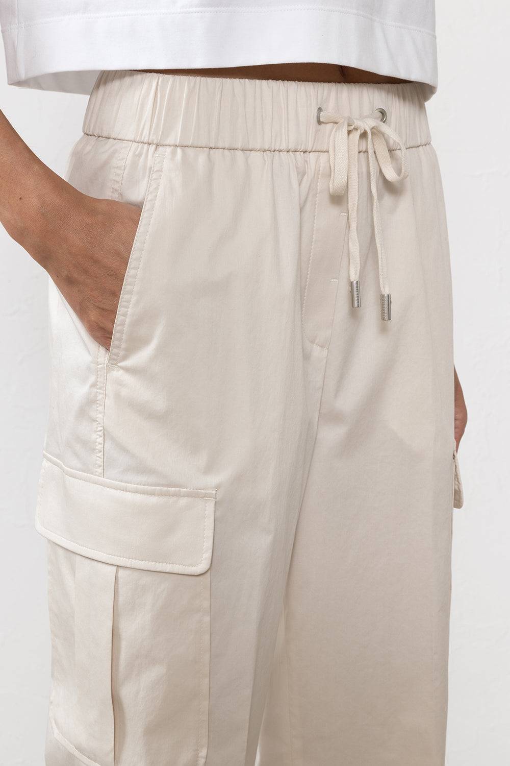 Peserico Pantalone In Leggero Raso Di Cotone Stretch