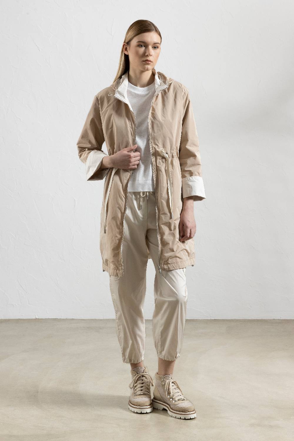 Peserico Pantalone In Leggero Raso Di Cotone Stretch