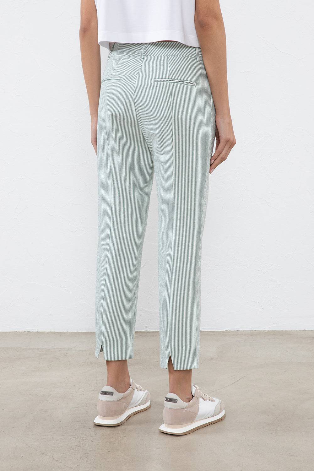 Peserico Pantalone In Seersuker Di Cotone Monoelastico