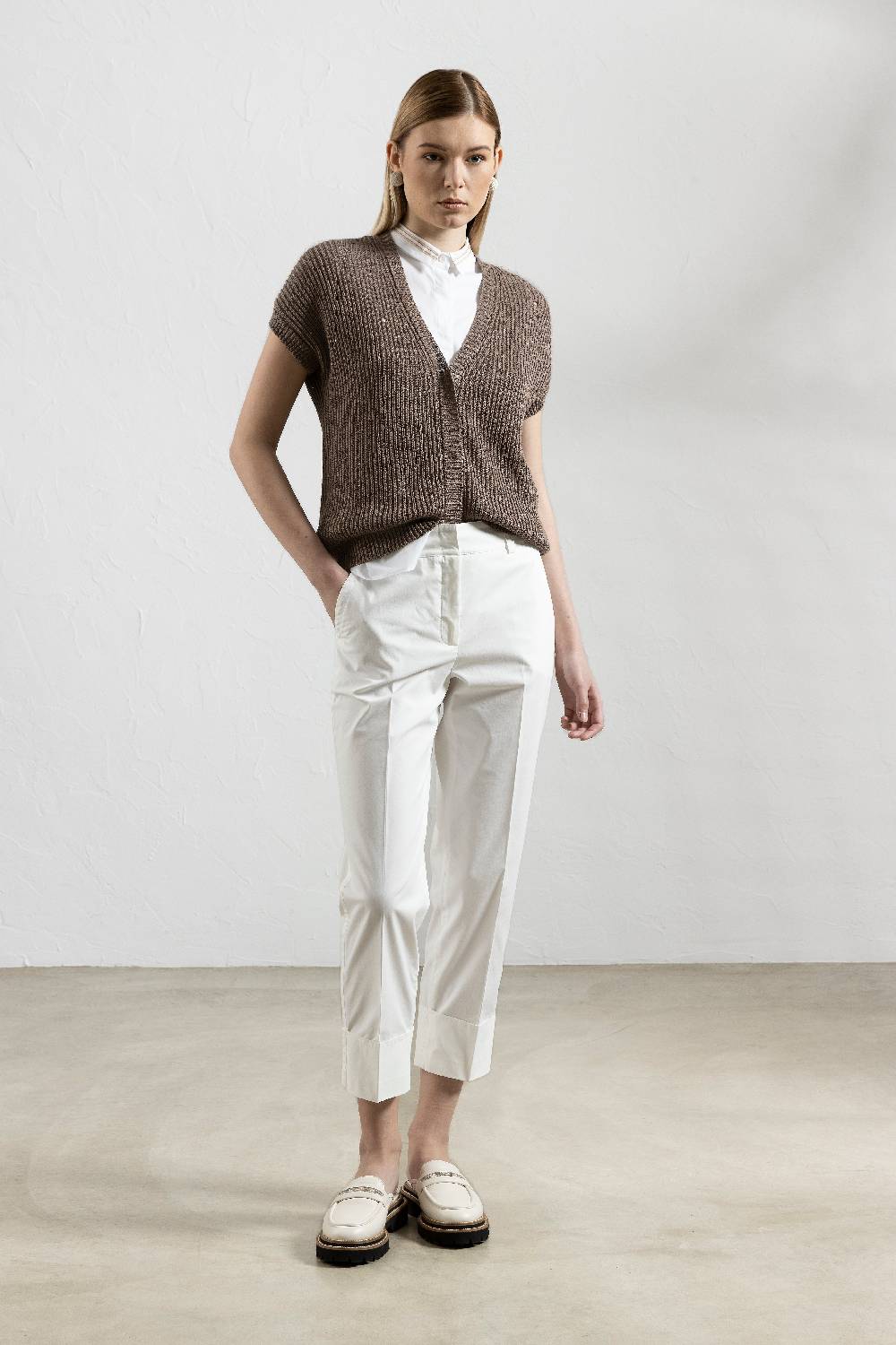 Peserico Pantalone In Tela Di Cotone Elasticizzata Lavata