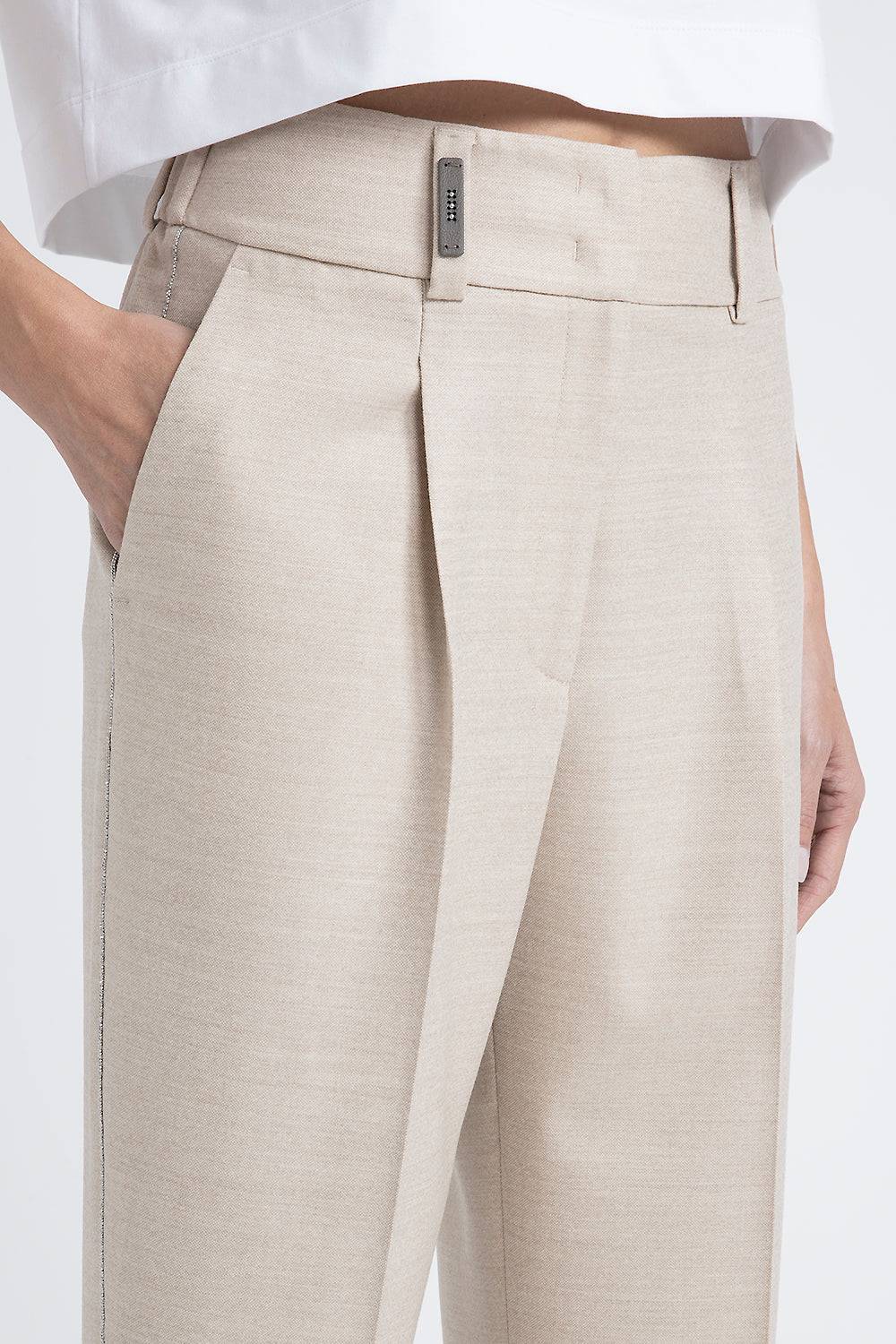 Peserico Pantalone In Tela Di Lana Jaspé Comfort Loro Piana