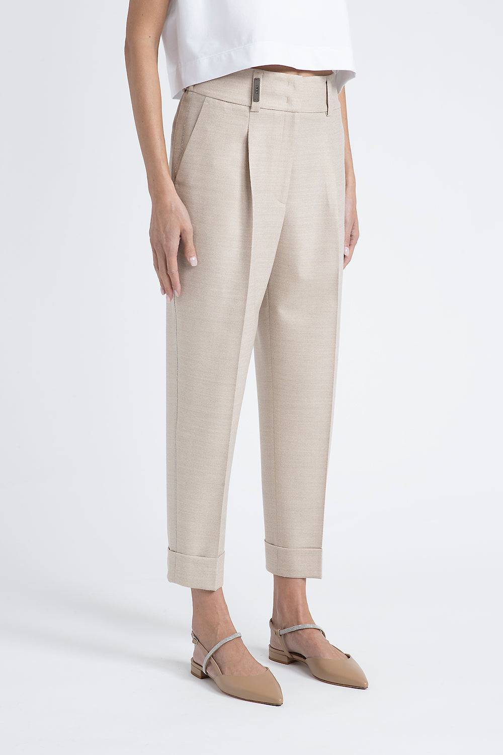 Peserico Pantalone in tela di lana jaspé comfort Loro Piana