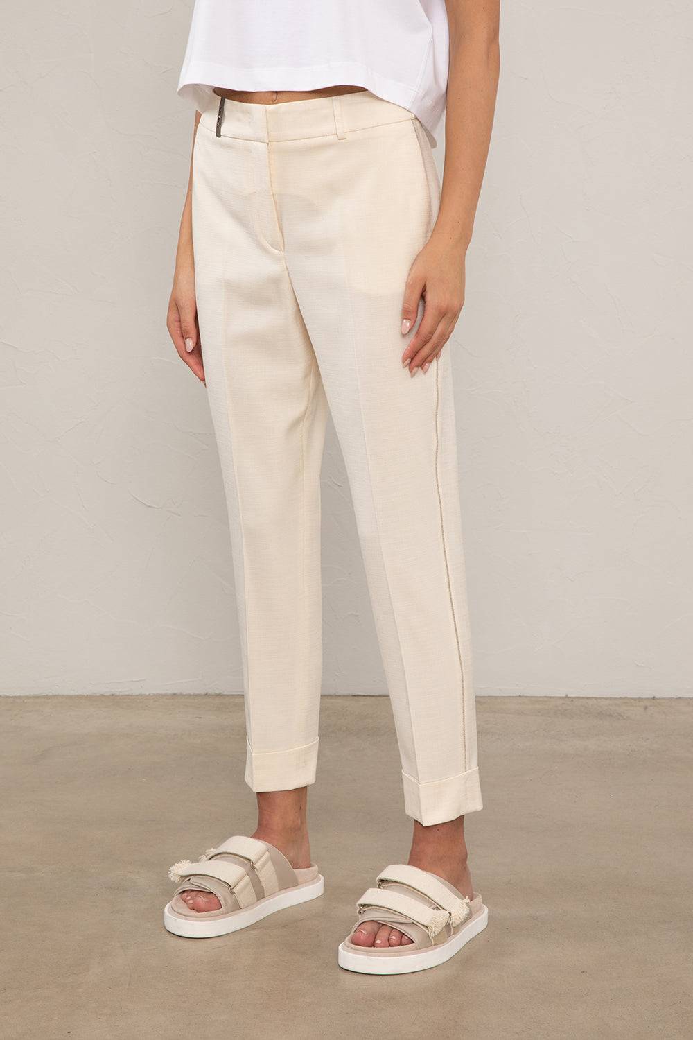 Peserico Pantalone in tela di misto viscosa stretch