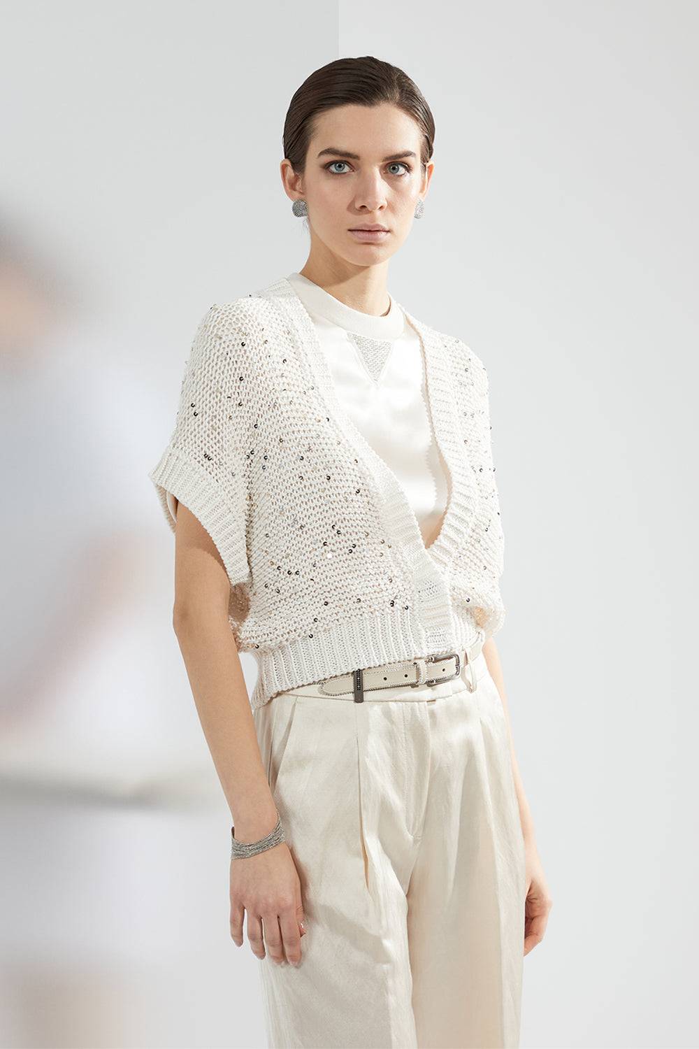 Peserico Pantalone In Twill Lucido Di Viscosa, Lino E Cotone