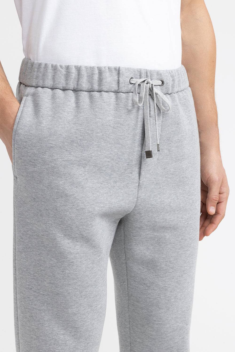 Peserico Pantalone Jogger In Felpa Melange Garzata Di Cotone